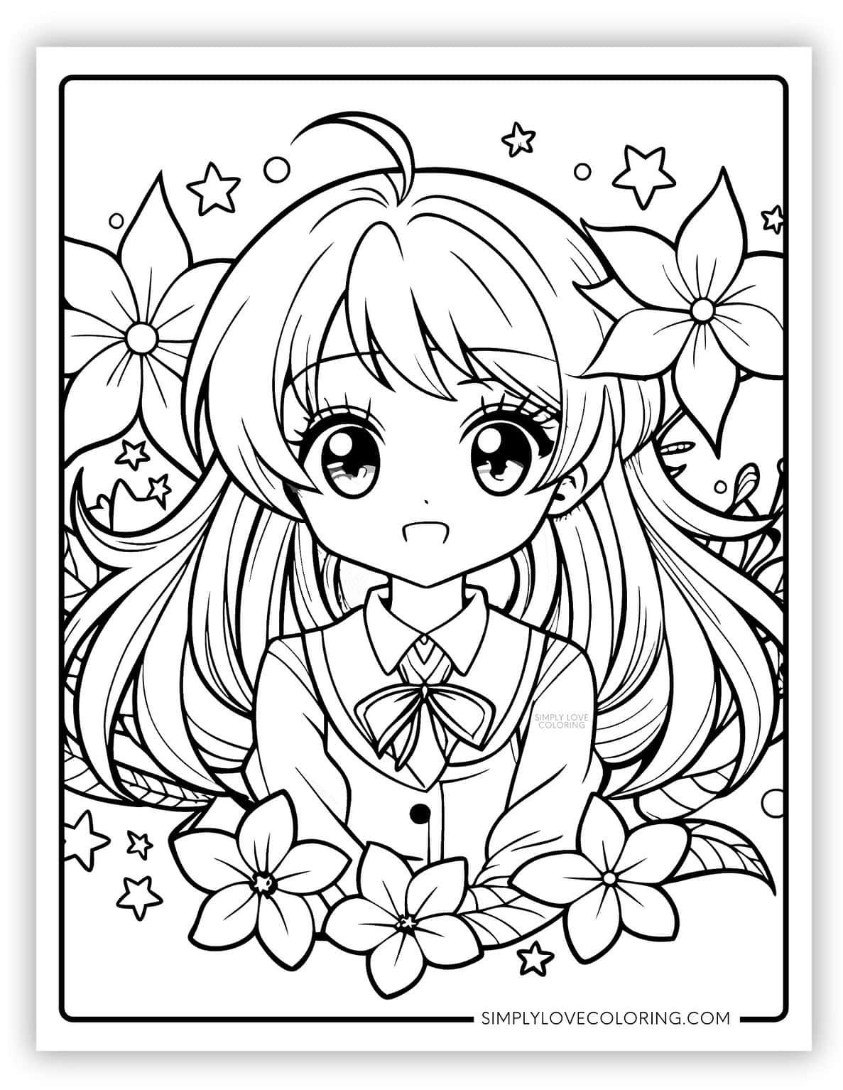 Anime Coloring Pages (Free PDF Printables) Simply Love Coloring