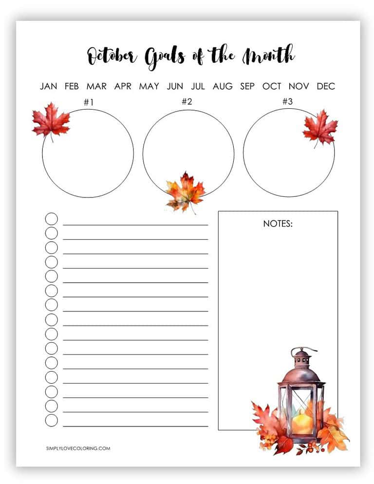October Planner Printables (Free PDF Download) - Simply Love Coloring