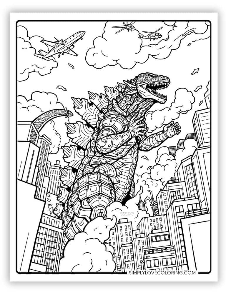 Godzilla Coloring Pages (Free PDF Printables) - Simply Love Coloring