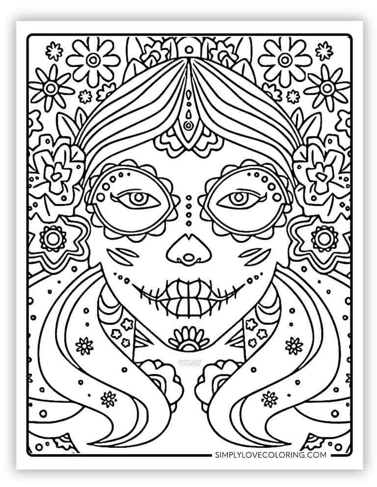Sugar Skull Coloring Pages (Free PDF Printables) - Simply Love Coloring