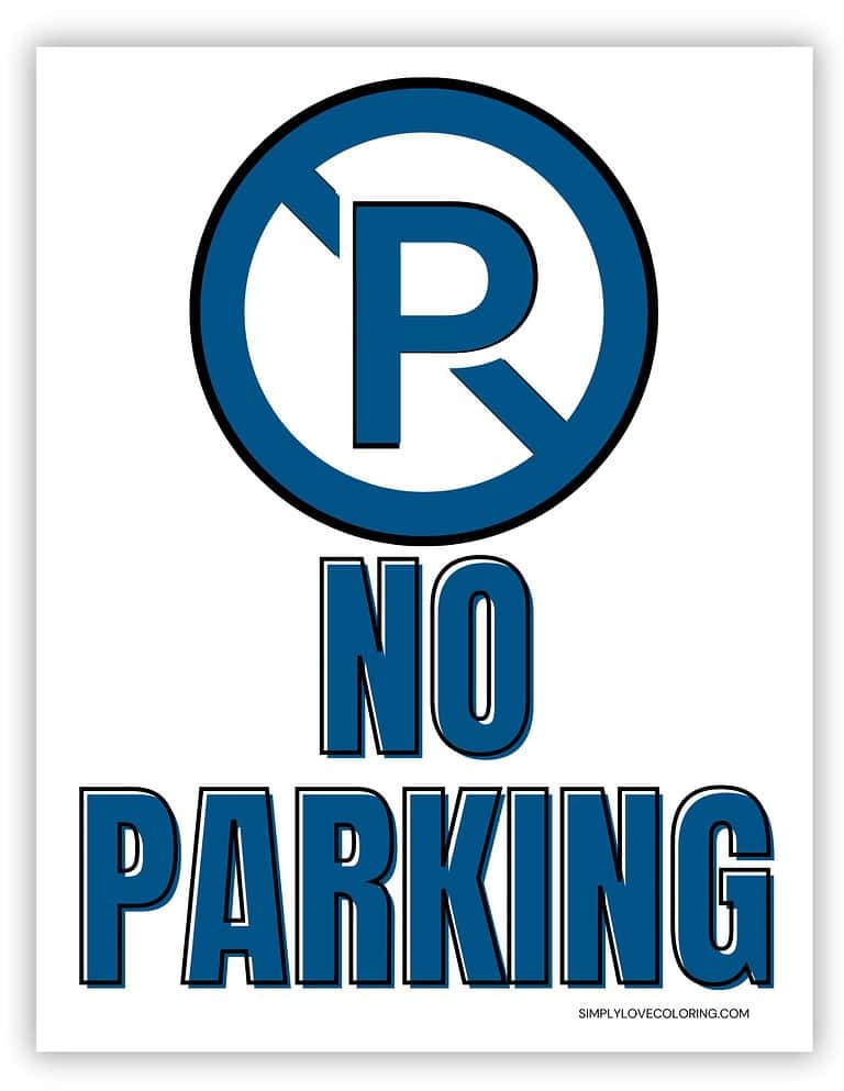 No Parking Sign Printable (Free PDF Download) - Simply Love Coloring