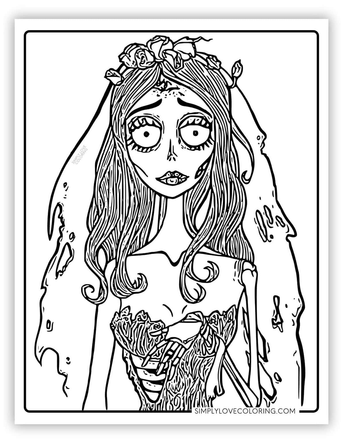 Corpse Bride Coloring Pages (Free PDF Printables) Simply Love Coloring