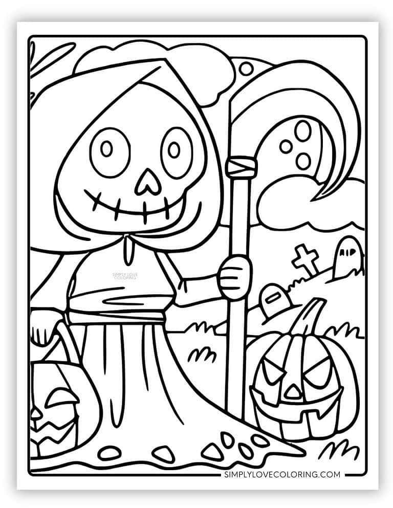 Grim Reaper Coloring Pages (Free PDF Printables) - Simply Love Coloring