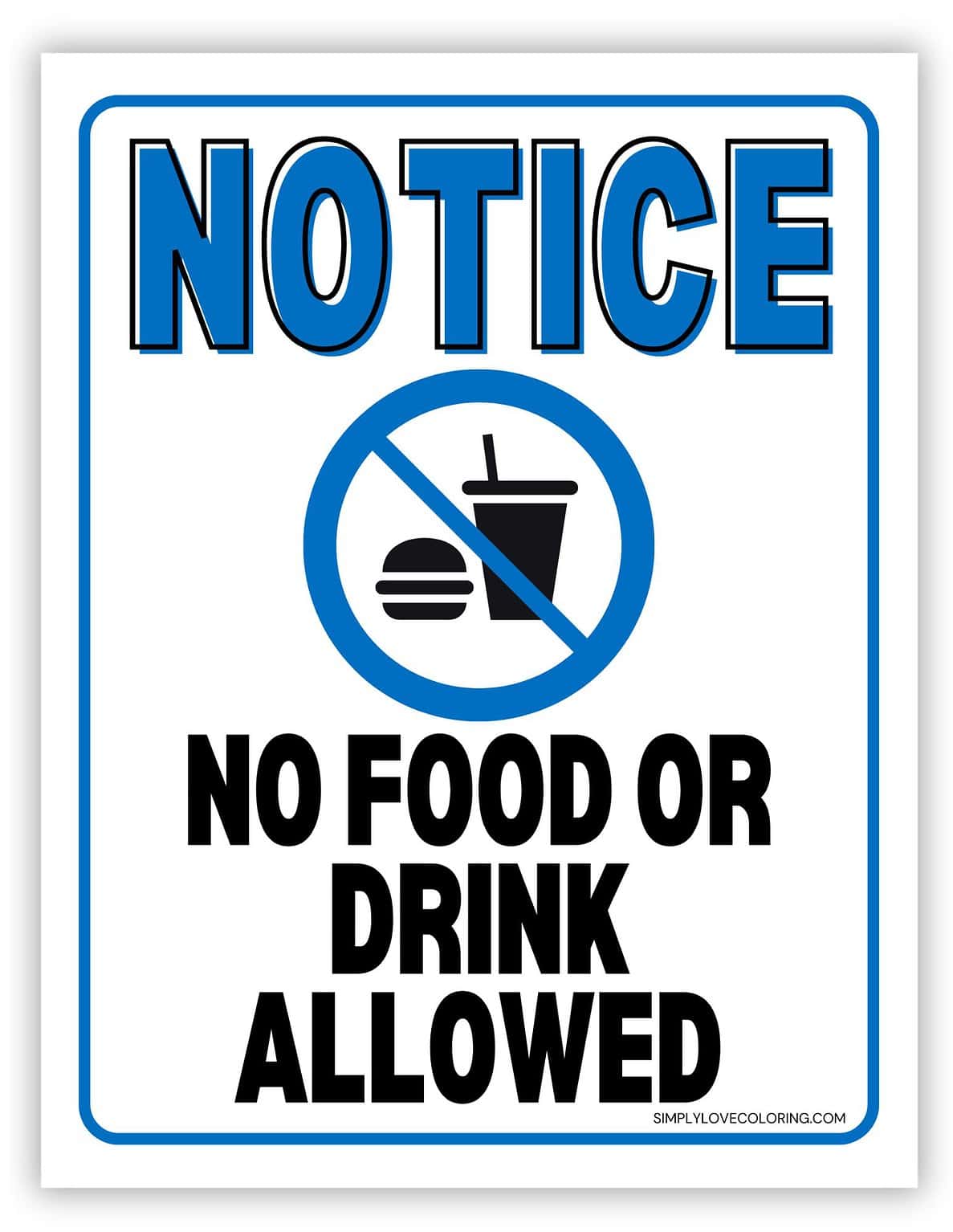 No Food or Drink Sign Printable - English Version No Food Or Drink Sign Printable 1187x1536