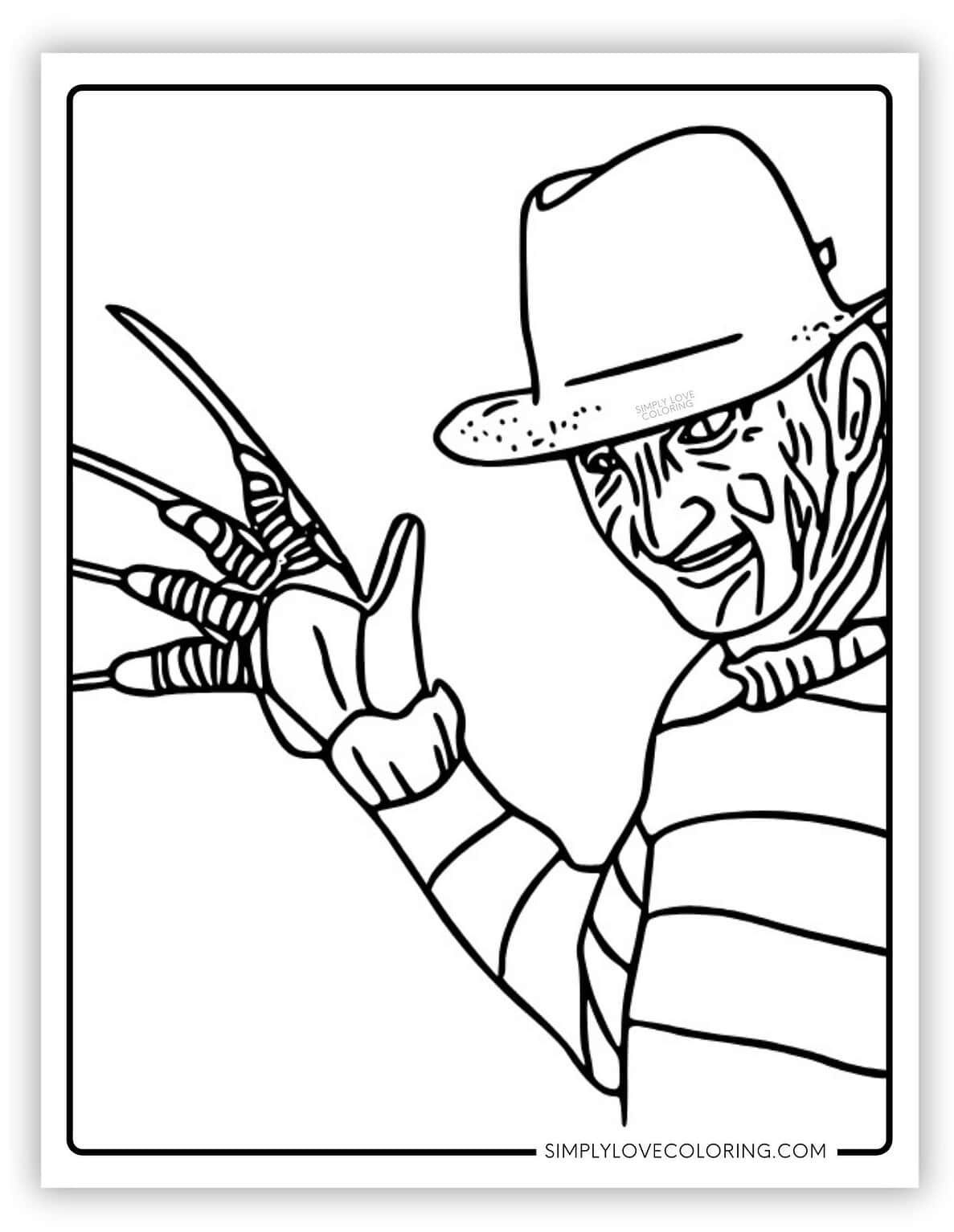 Freddy Krueger Coloring Pages Free - Freddy With Razor Glove Hand Freddy Krueger Coloring Pages 1187x1536