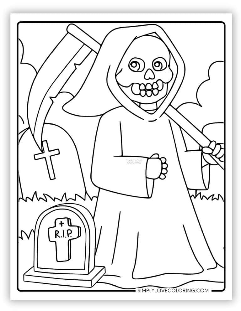 Grim Reaper Coloring Pages (Free PDF Printables) - Simply Love Coloring