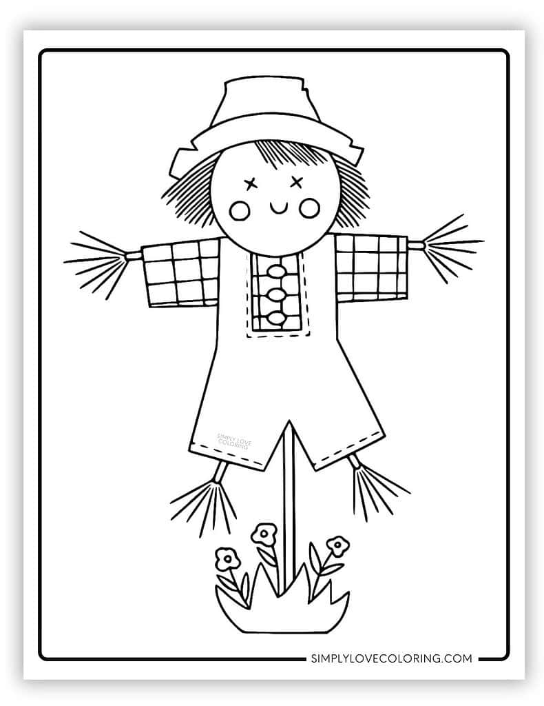 Playful scarecrow coloring pages