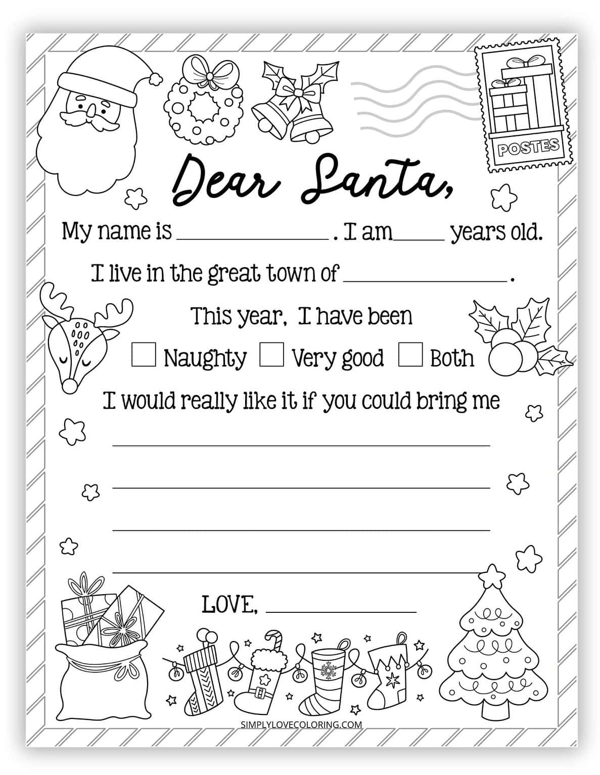 Letter to Santa Templates (Free PDF Printables) Simply Love Coloring