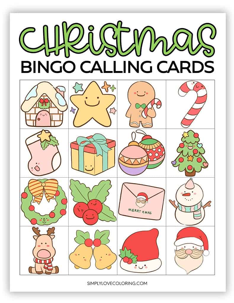 16-Block Christmas Bingo Calling Cards