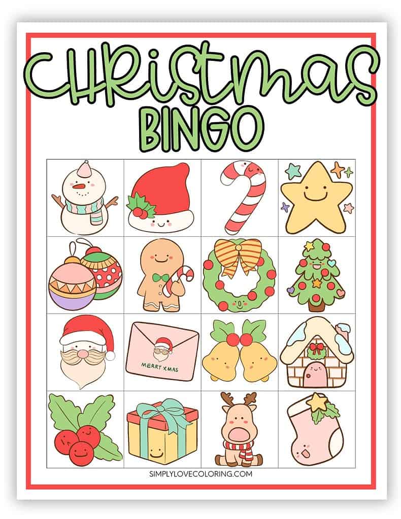 16-Block Christmas Bingo Cards