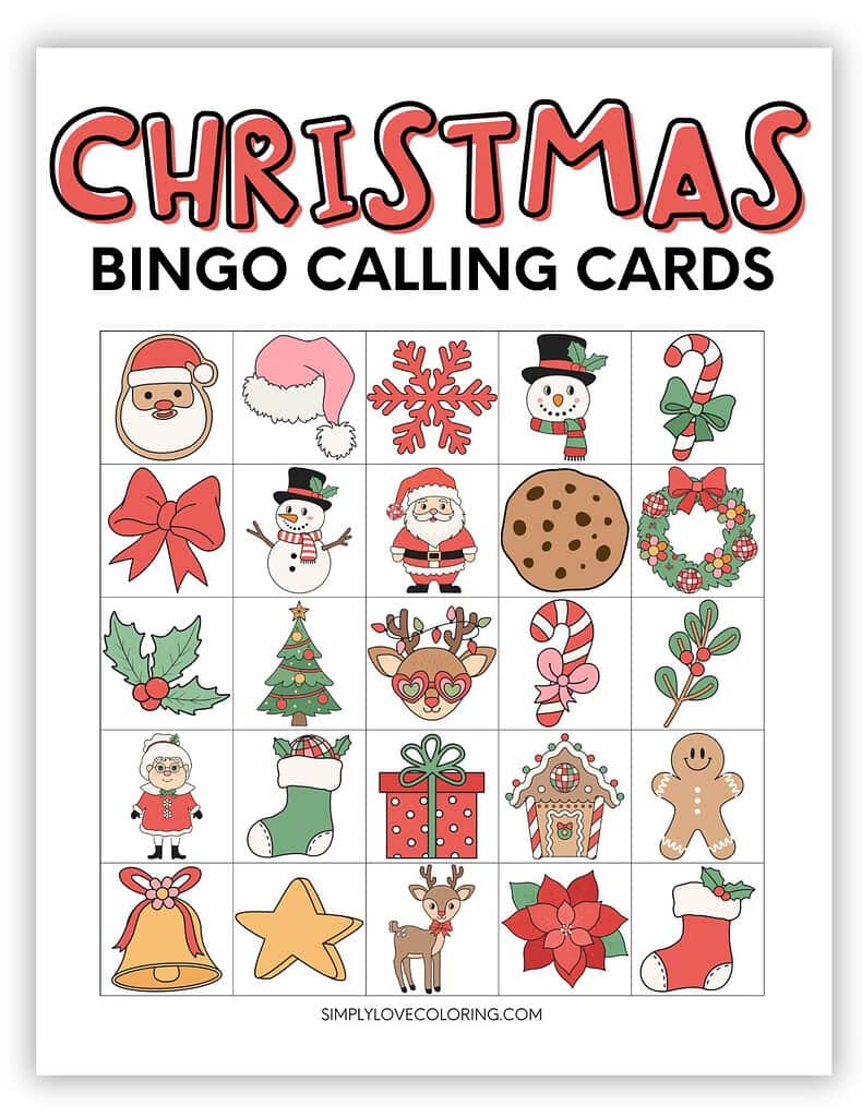 25-Block Christmas Bingo Calling Cards