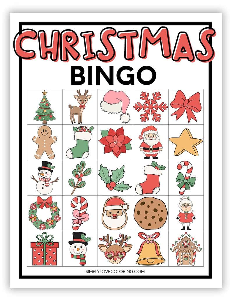 25-Block Christmas Bingo Cards