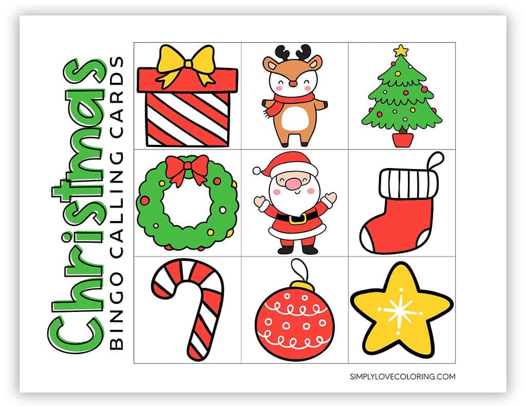 9-Block Christmas Bingo Calling Cards