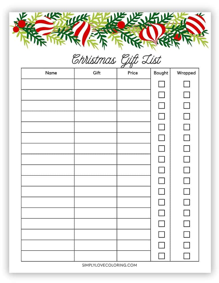 Fun Christmas List Printables (Free PDF Printables) - Simply Love Coloring