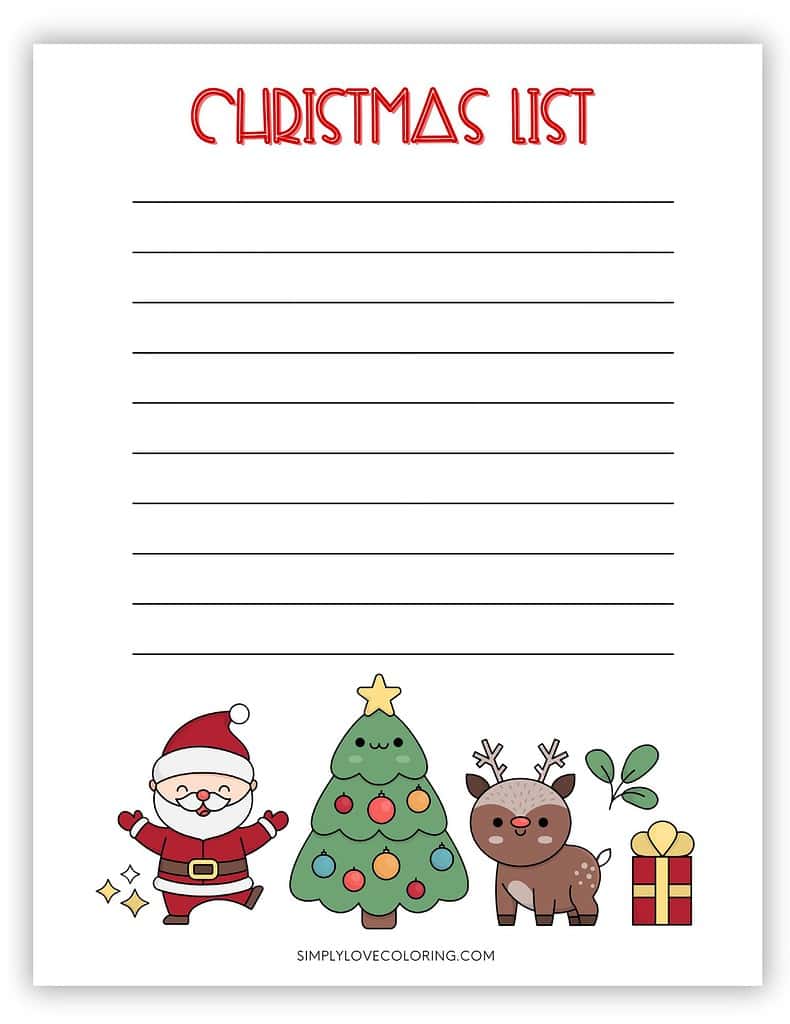 Cute Christmas List Printable