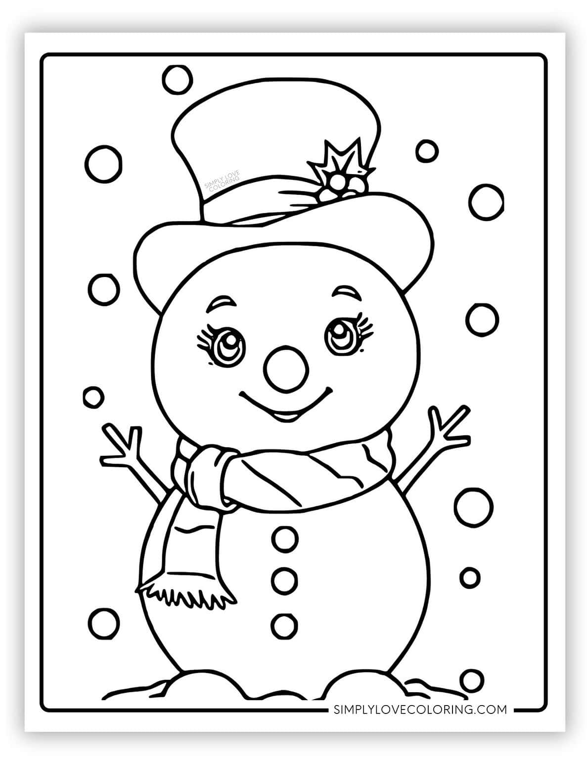 Snowman Coloring Pages Free PDF - Cute Snowman Coloring Pages 1187x1536 