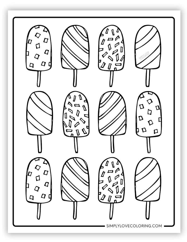 Doodle popsicle coloring page