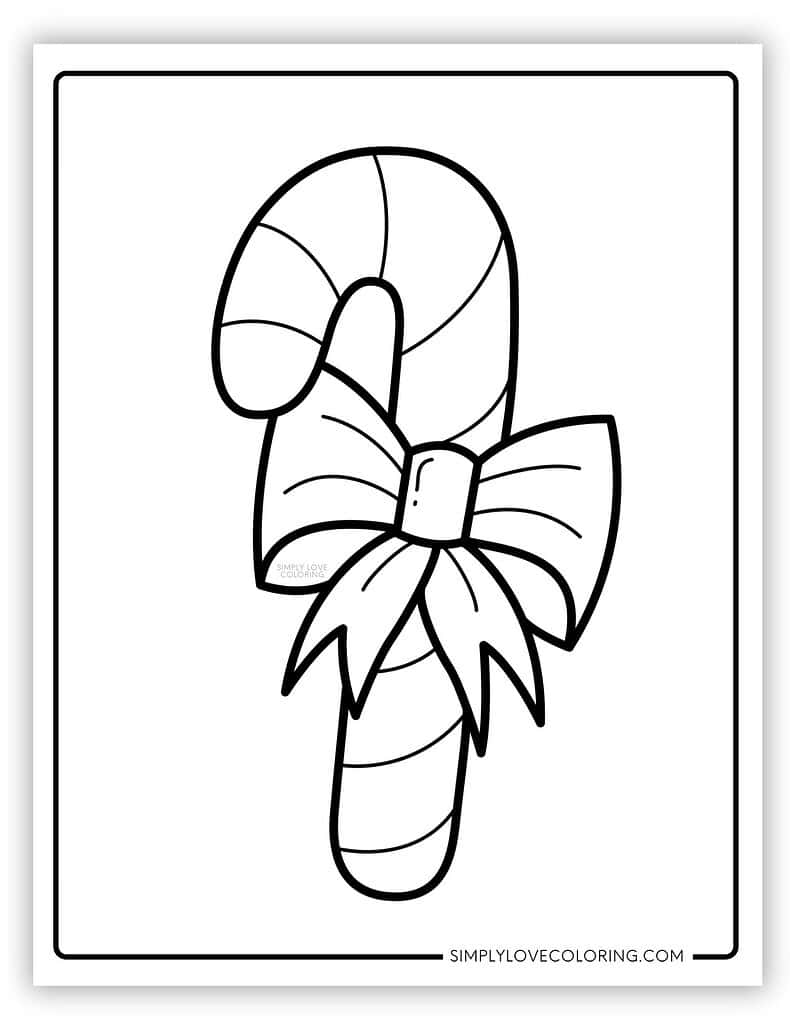 Easy to color candy cane coloring page