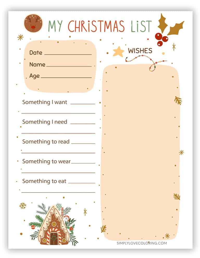 Fun Christmas List Printables (Free PDF Printables) - Simply Love Coloring