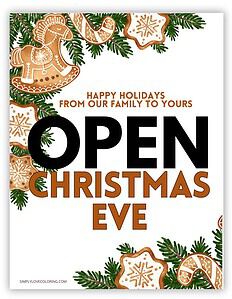 Open Christmas Eve Sign (Free PDF Printables) - Simply Love Coloring