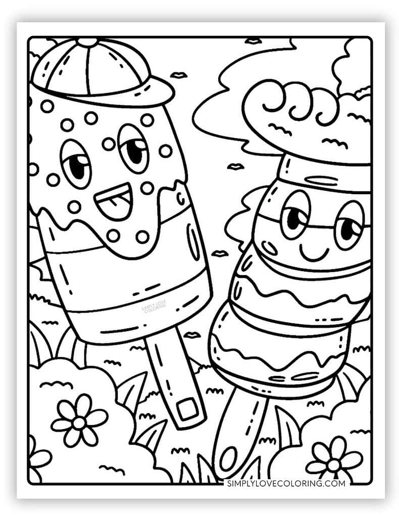 Happy popsicle coloring page