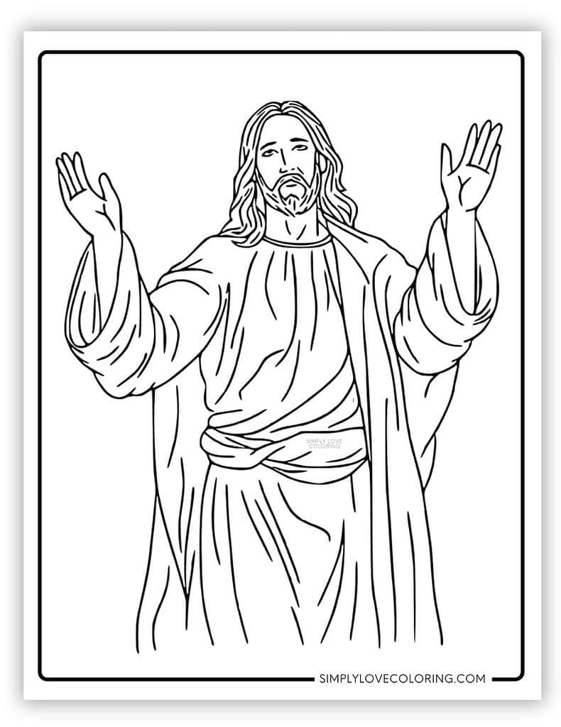 Jesus with hands up in praise Jesus coloring pages