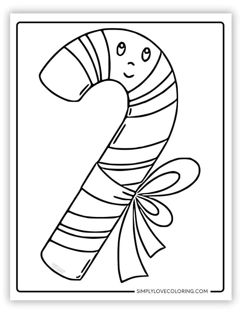 Kawaii candy cane coloring page