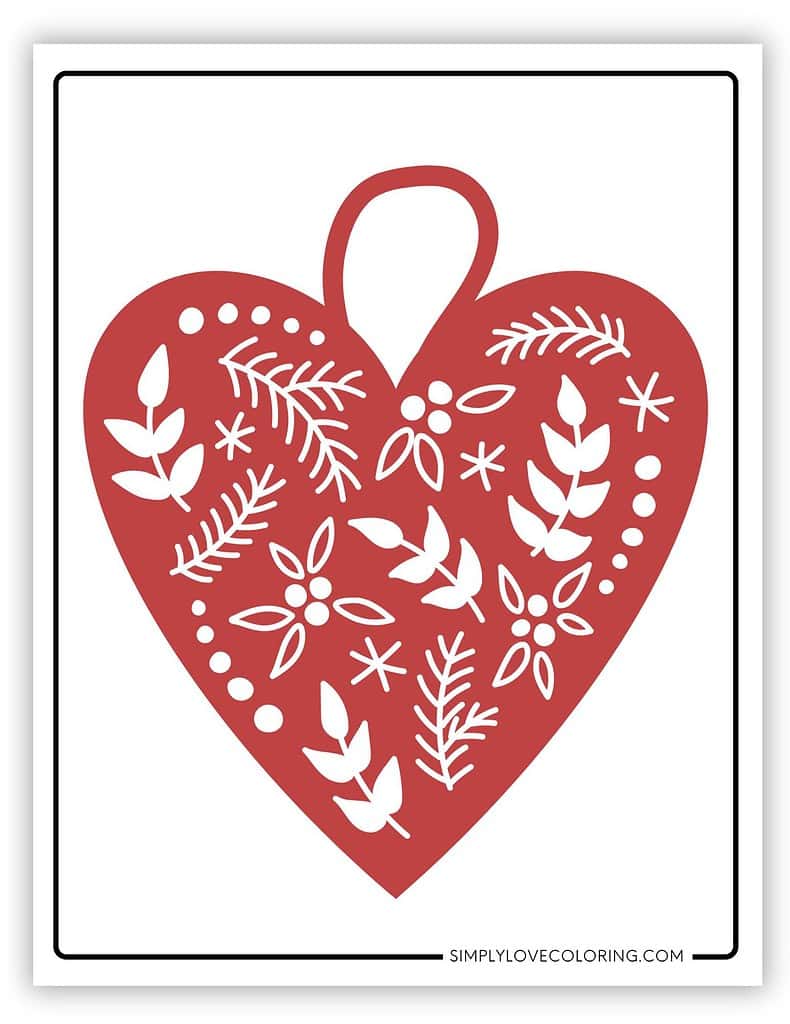 Large Heart Printable Christmas ornament