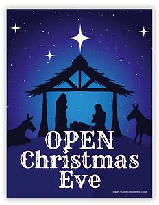 Open Christmas Eve Sign (Free PDF Printables) - Simply Love Coloring