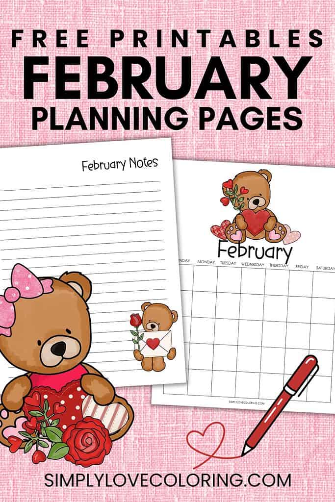 february planner printable pinterest image