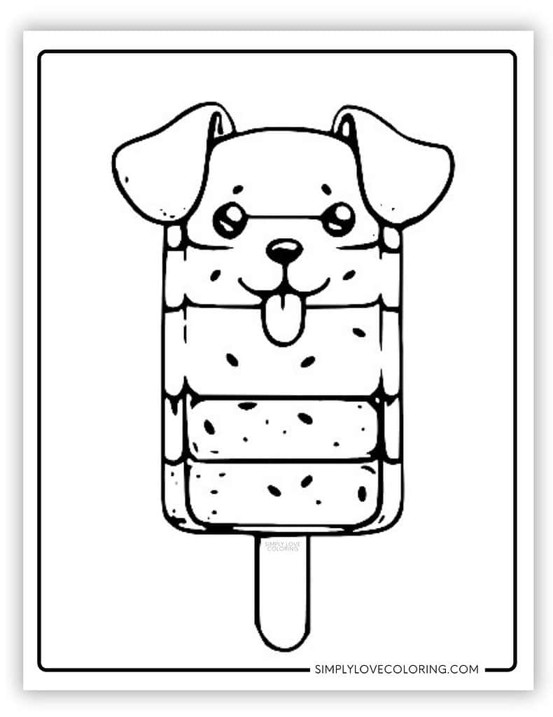 Puppy popsicle coloring page