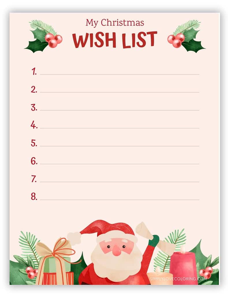 Santa My Christmas Wish List Christmas List Printable
