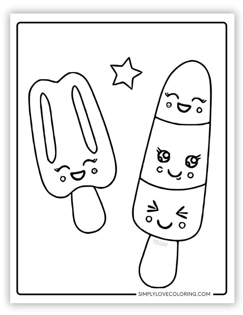 Silly popsicle coloring page