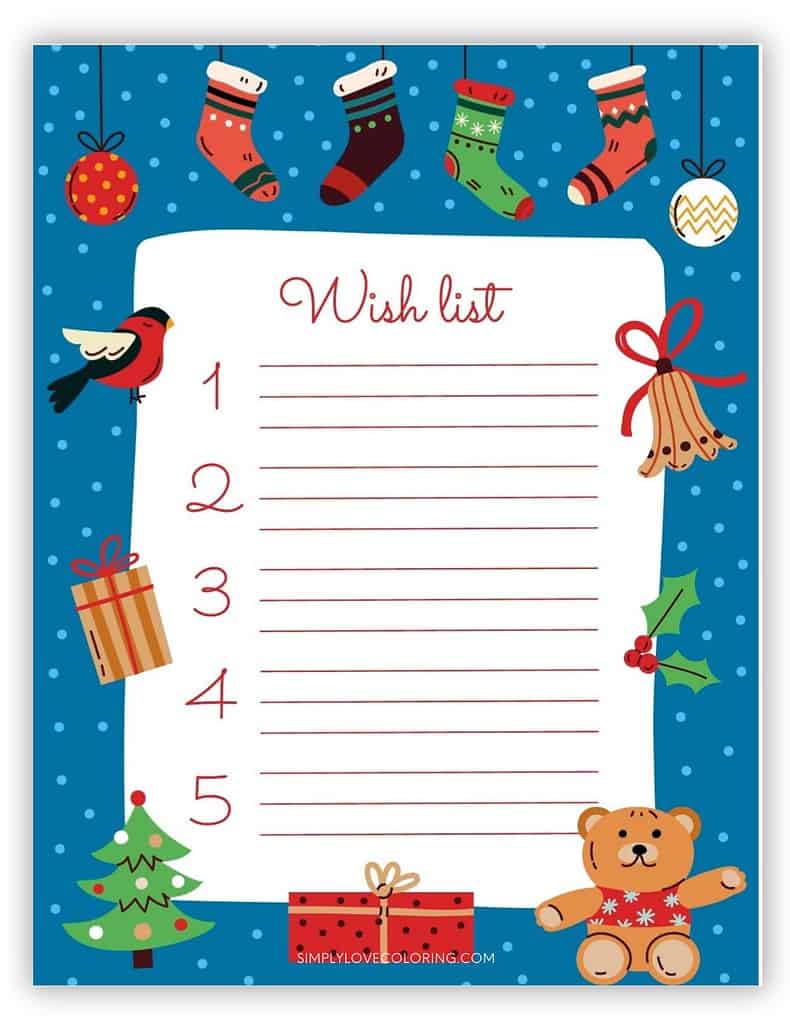 Stockings Christmas List Printable