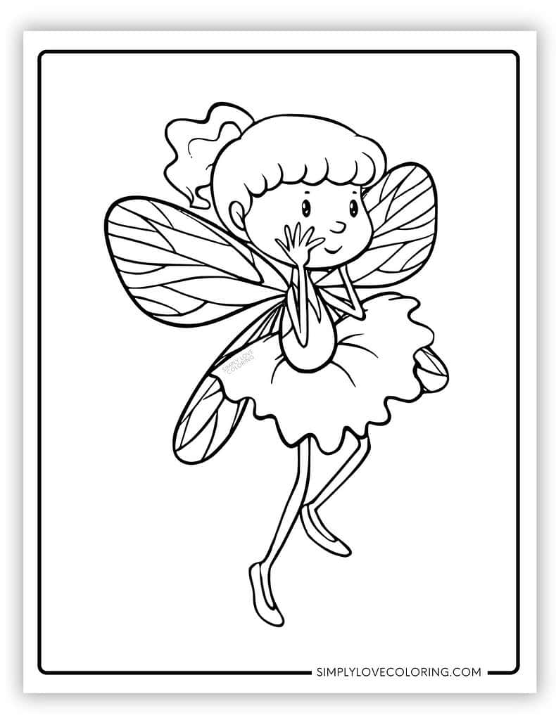 Surprised fairy coloring page