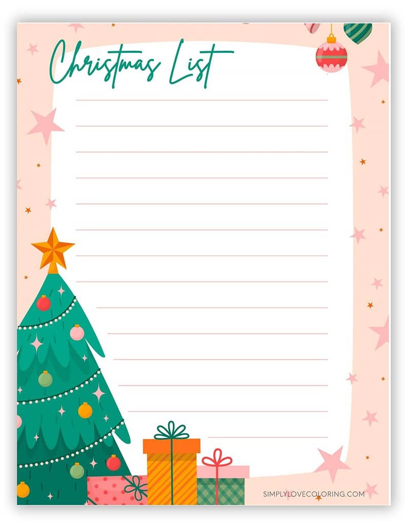 Tree and Presents Christmas List Printable