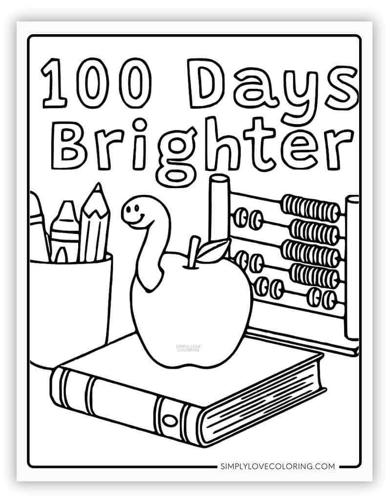 100 Days Brighter 100th Day of School Coloring Page