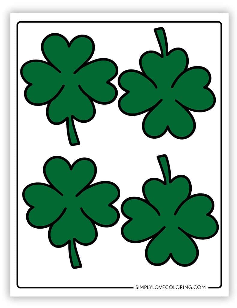 Small Green 4 Leaf Green Shamrock leaf clover templates