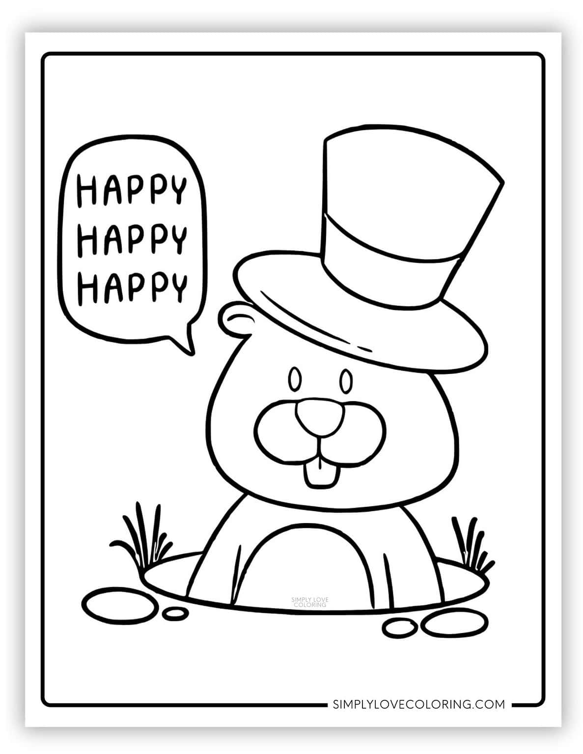Groundhog Day Coloring Pages (Free PDF Printables) Simply Love Coloring