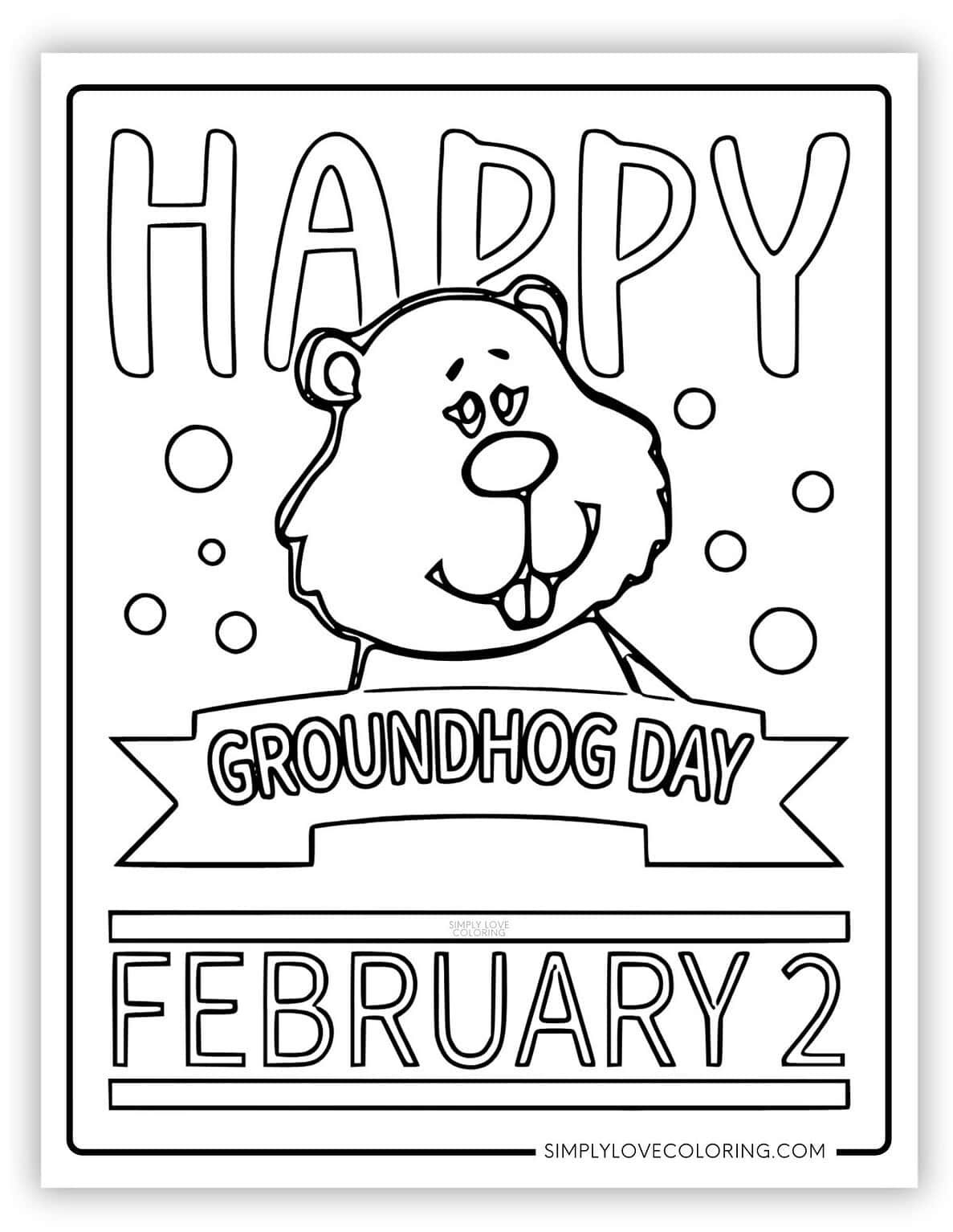 Groundhog Day Coloring Pages (Free PDF Printables) Simply Love Coloring