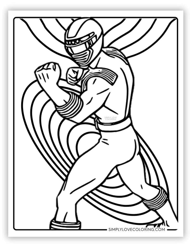Green Power Ranger in fighting stance Power Rangers Coloring Page