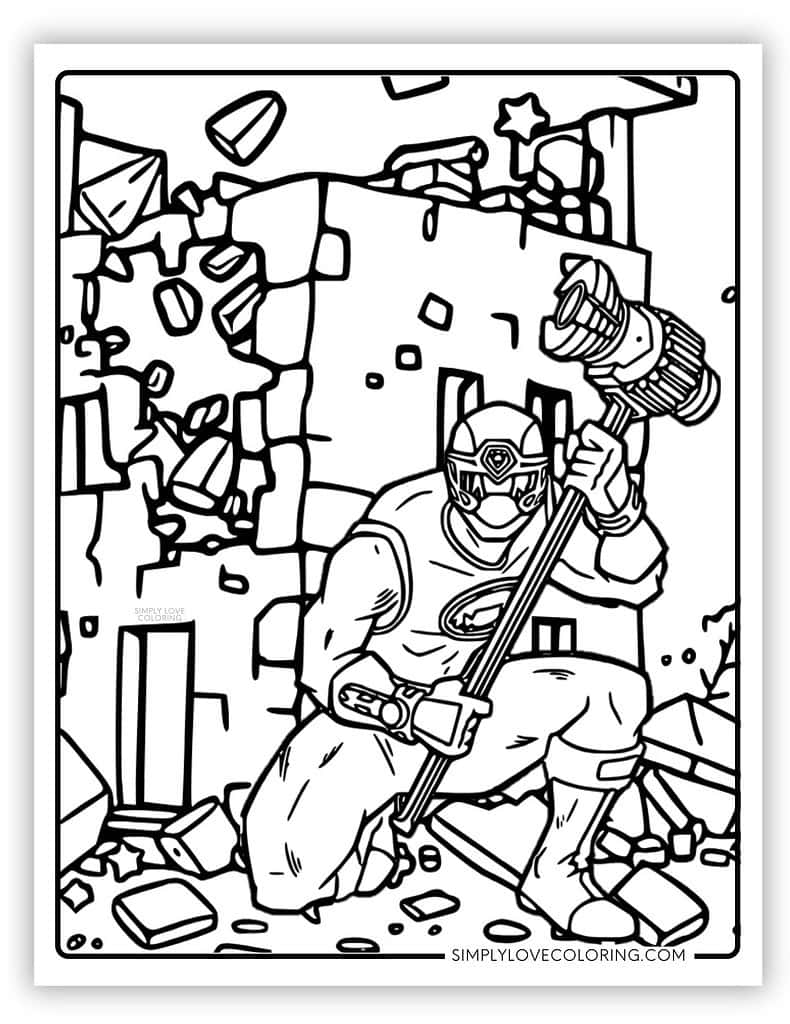 Power Ranger Ninja holding Lion Hammer Power Rangers Coloring Page
