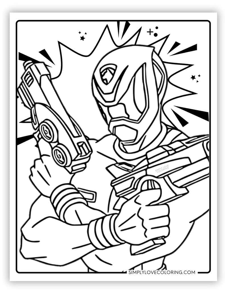Power Ranger holding weapons Power Rangers Coloring Page