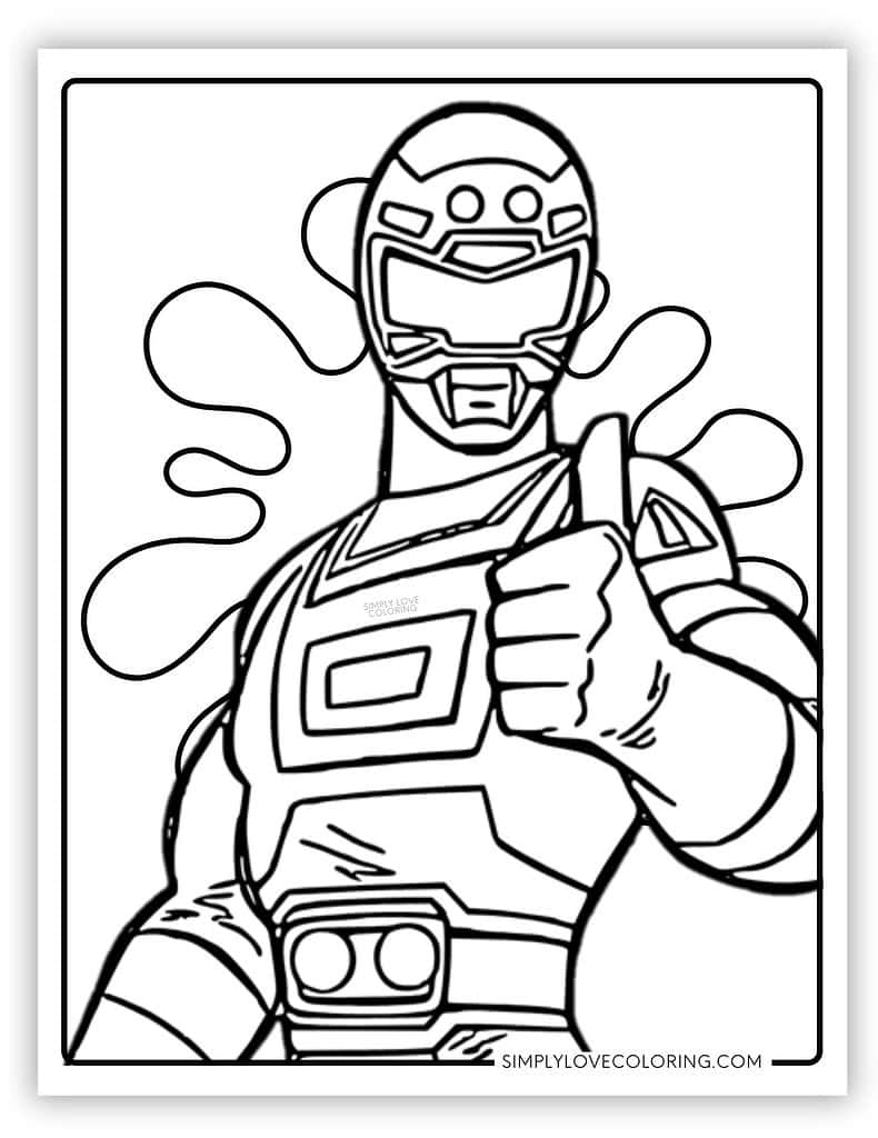 Thumbs Up Red Turbo Ranger Power Rangers Coloring Page
