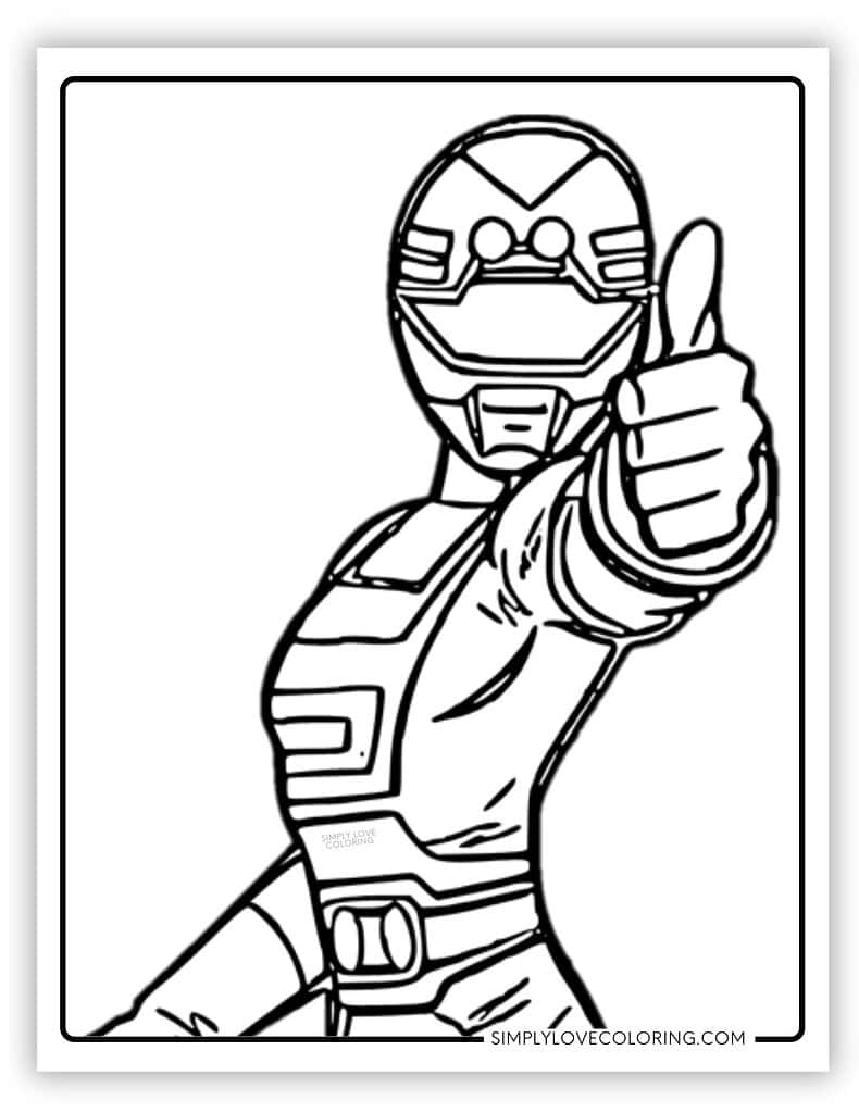 Thumbs Up Yellow Turbo Ranger Power Rangers Coloring Page