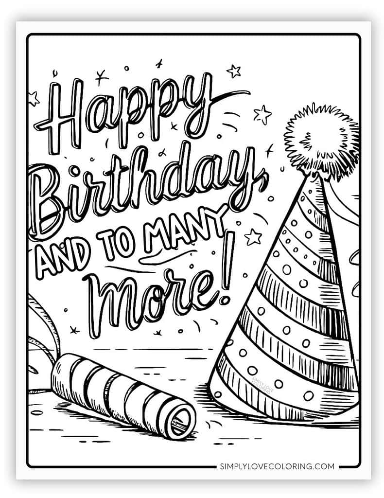 Birthday Hat Happy Birthday Coloring Page