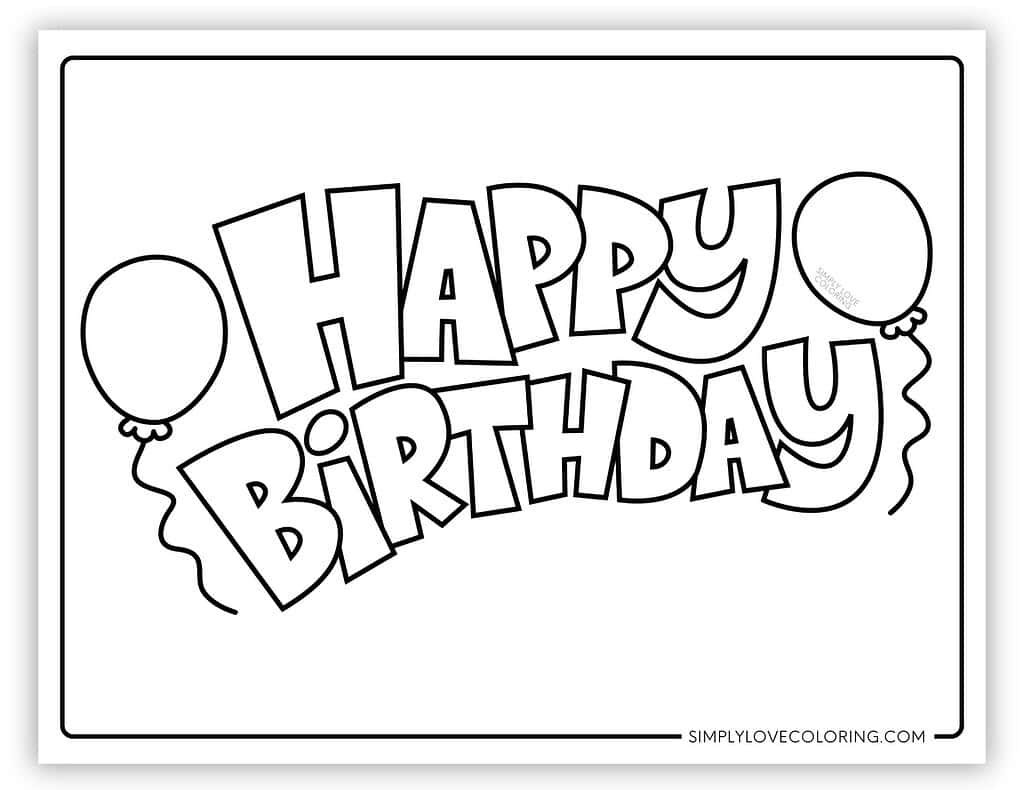 Bold Happy Birthday Coloring Page