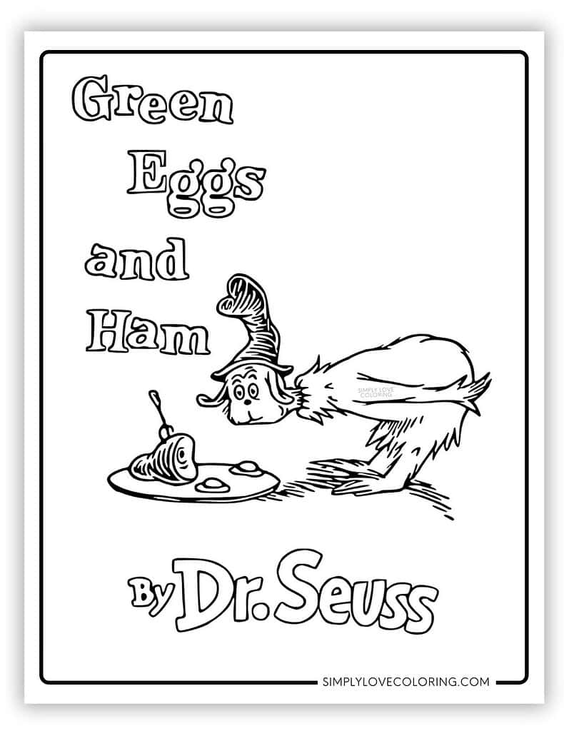 Book Cover of Green Eggs and Ham Coloring Page