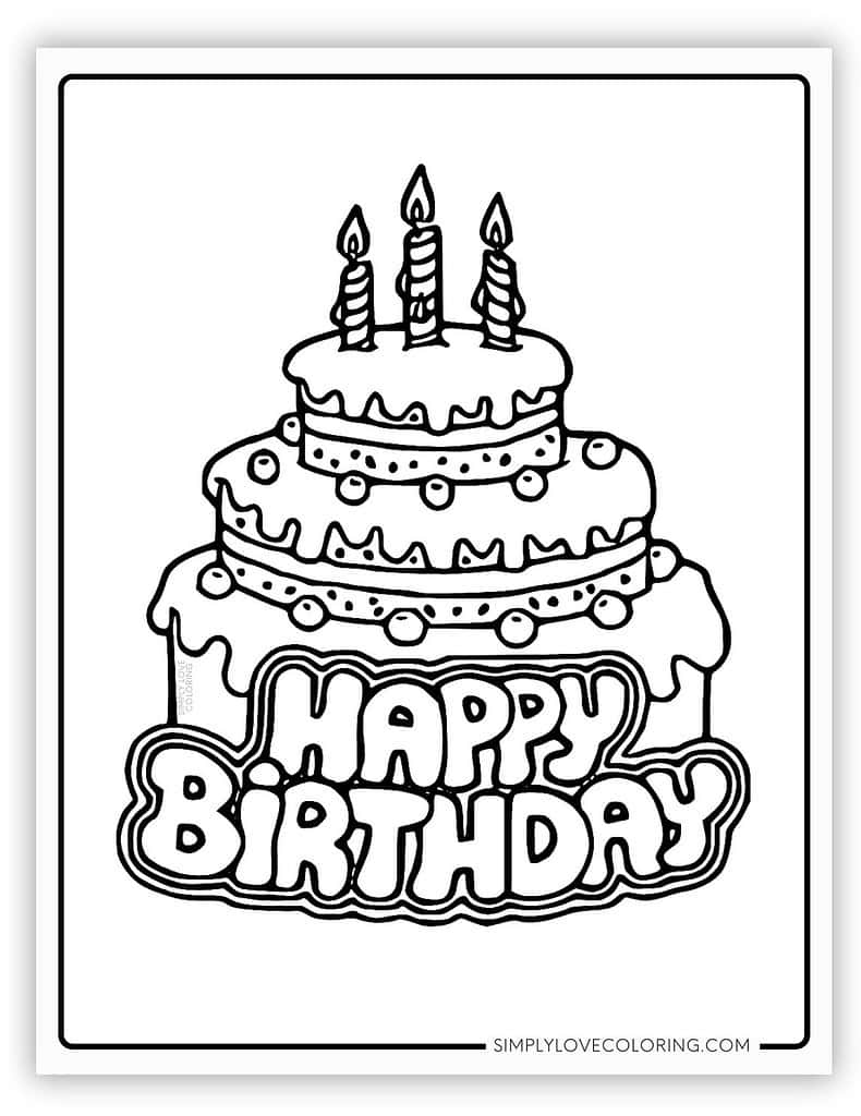 Bubble Letter Happy Birthday Sheet to Color