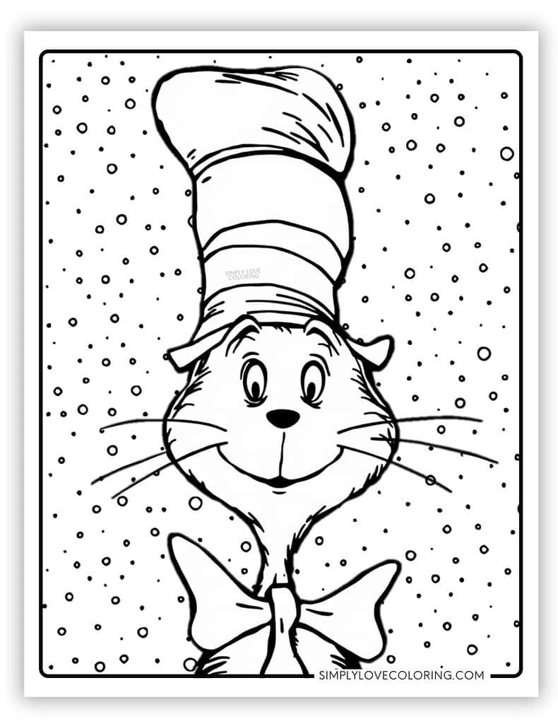 Cute Cat in the Hat Coloring Page